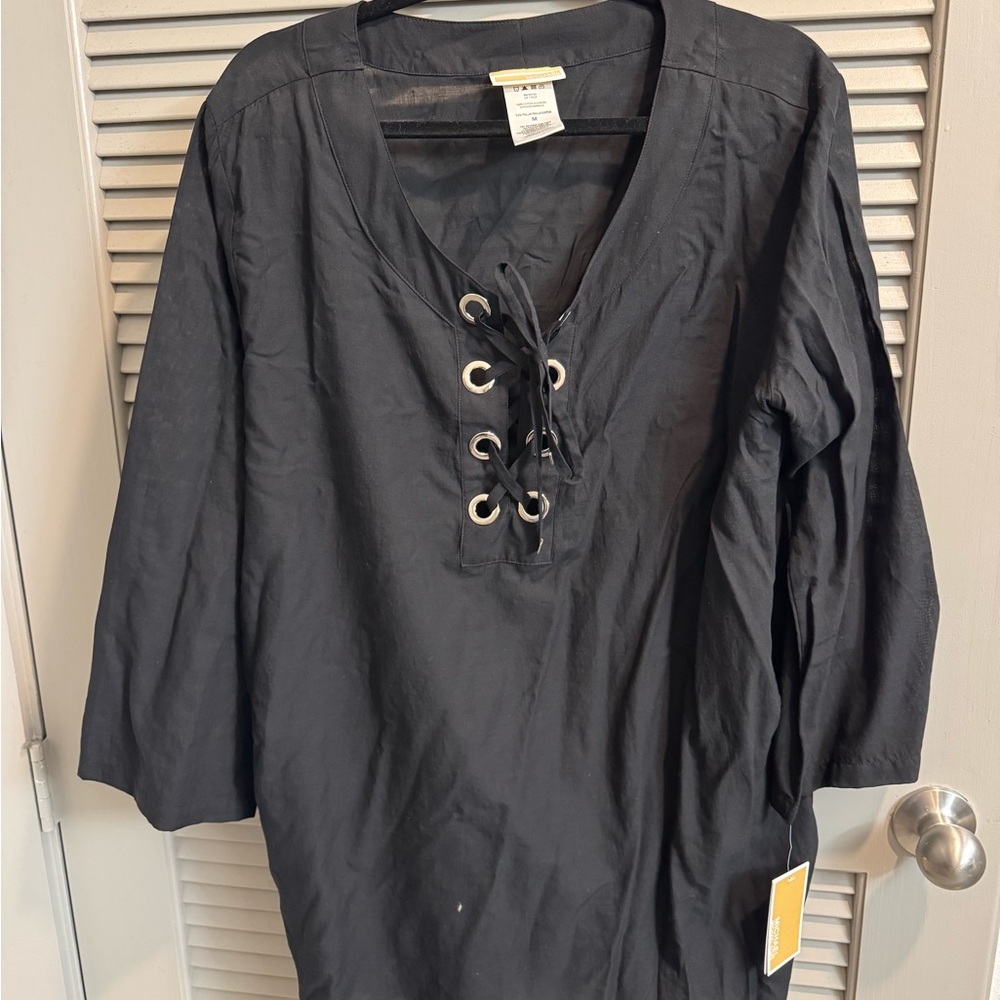 Michael Kors Black Lace-Up Cover-up